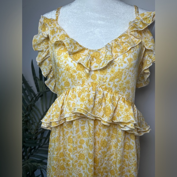 Old Navy Women’s Ruffled Satin Golden Floral Sleeveless Maxi Dress size XL - Picture 4 of 12